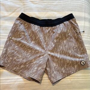 Vuori Athletic Shorts - Tan with Black Trim